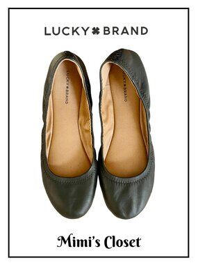LUCKY BRAND Black Emmie Ballet Leather Flats - 10M